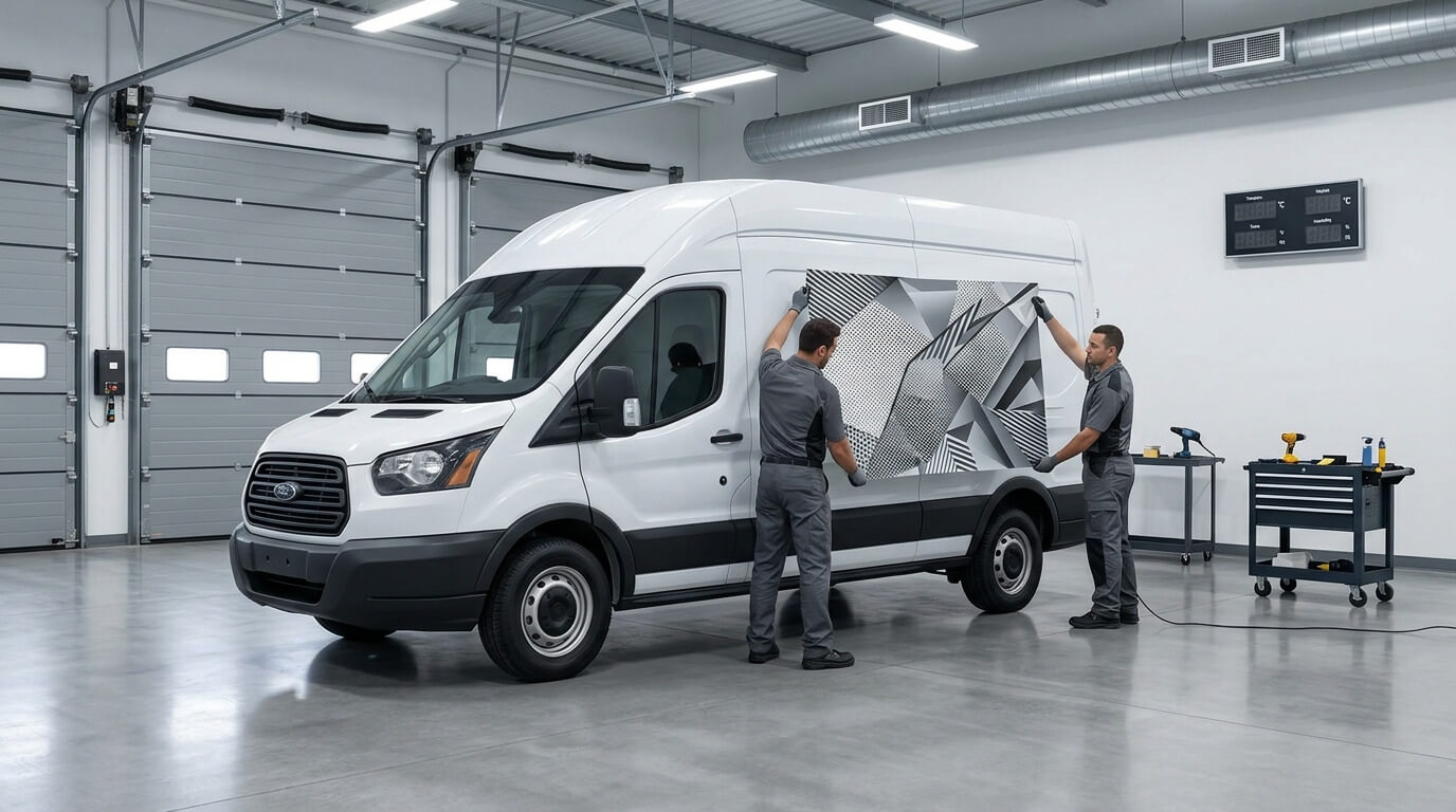 Climate controlled vehicle wrap installation