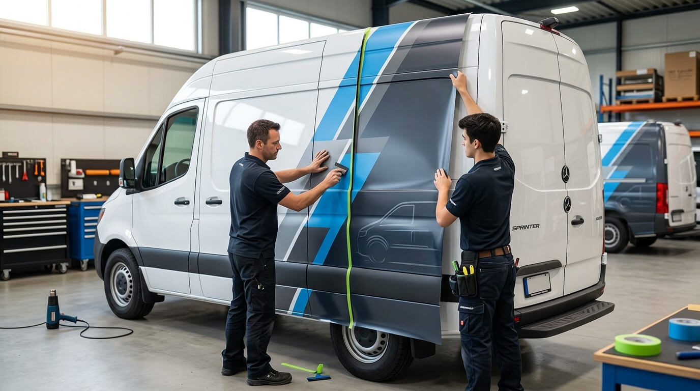 Commercial vehicle wrap panel alignment and overlap