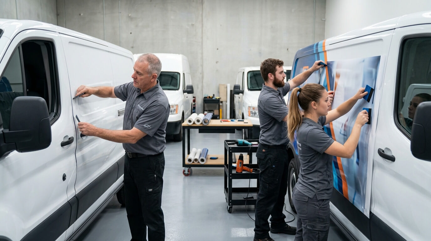 Fleet wrap installation team and quality control