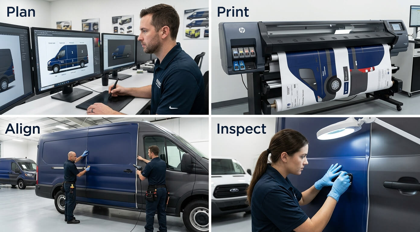 Pixel Wraps vehicle wrap panel planning and installation