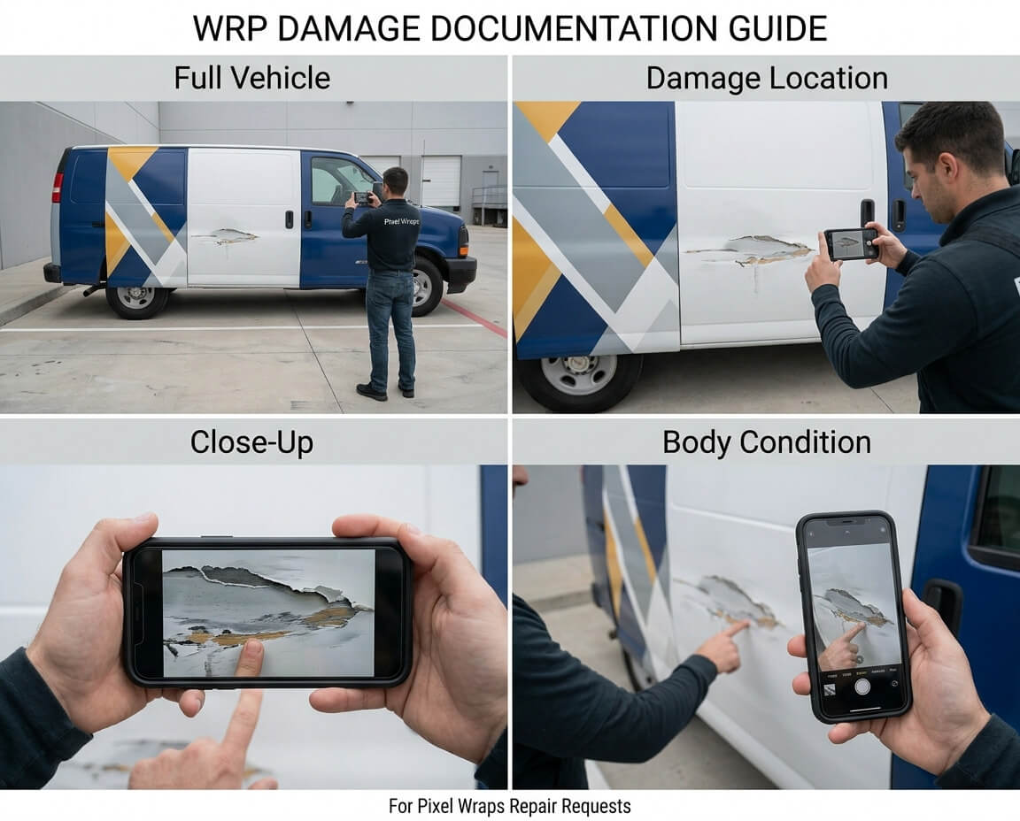 Vehicle wrap damage documentation