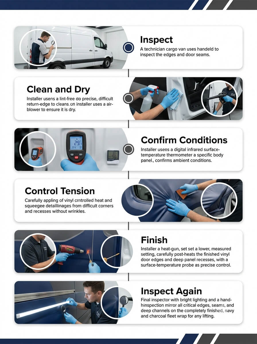 Vehicle wrap edge lift prevention checklist
