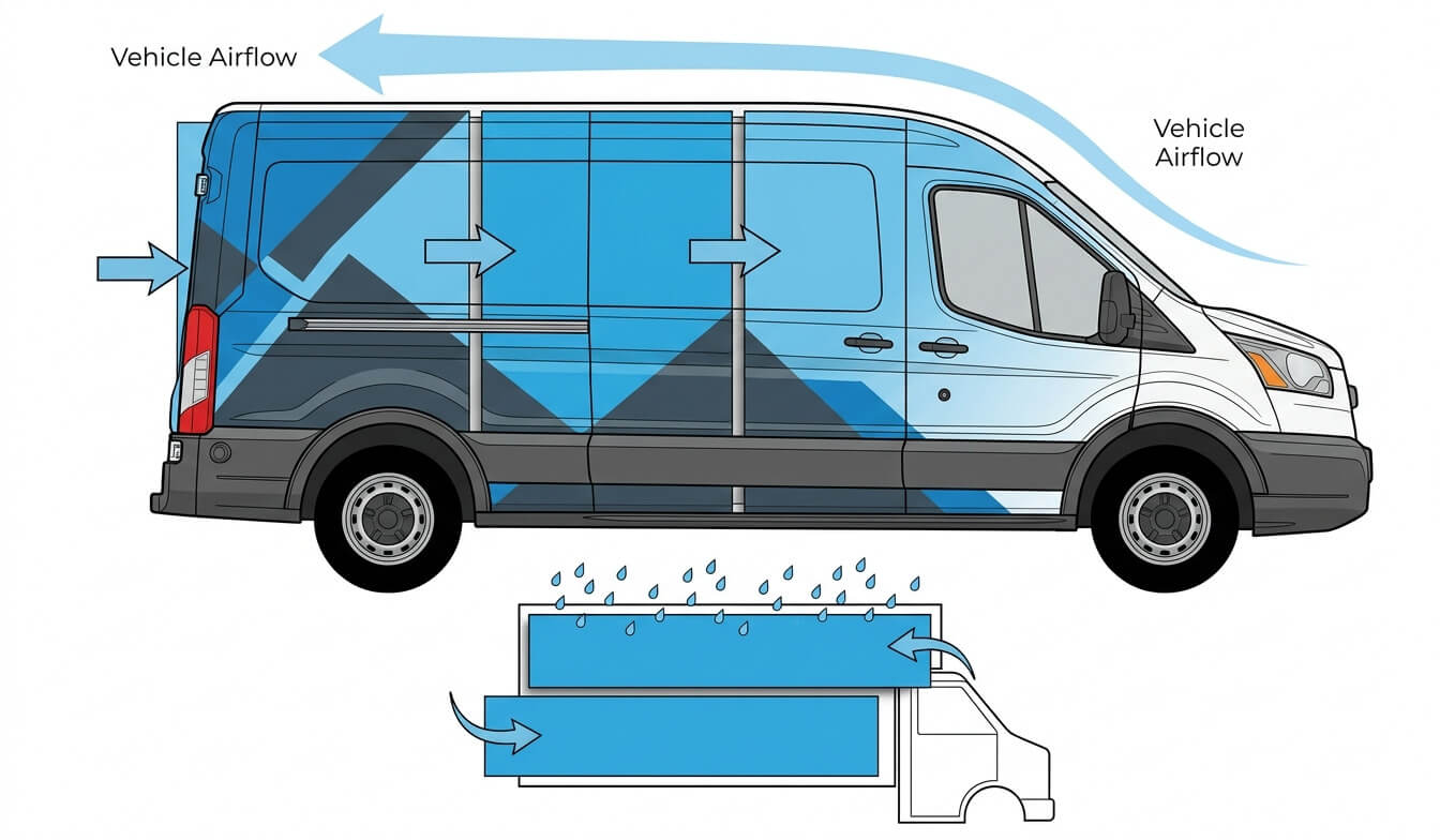 Vehicle wrap overlap direction and panel sequencing