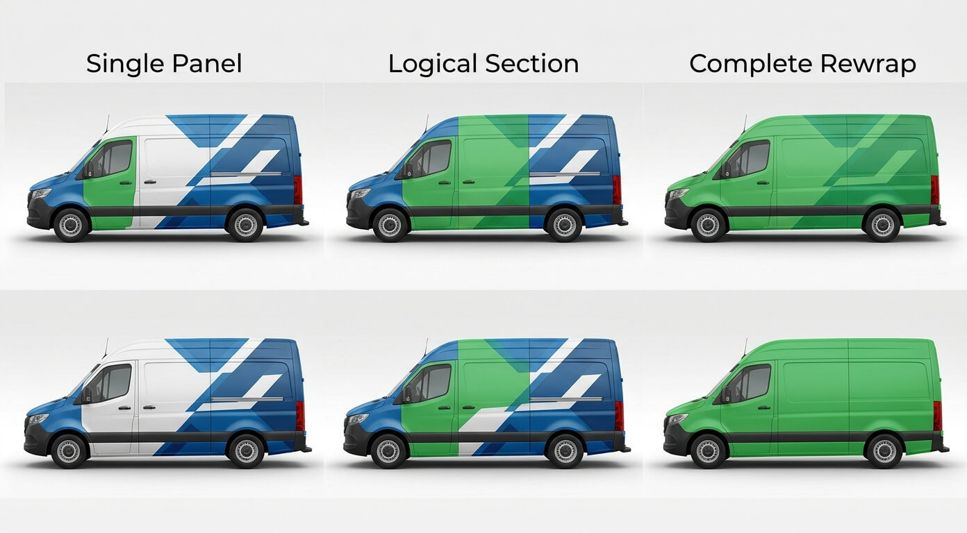 Vehicle wrap panel replacement options