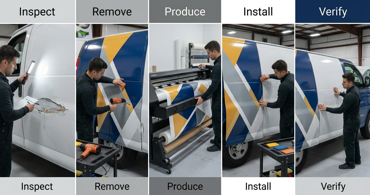 Vehicle wrap repair workflow
