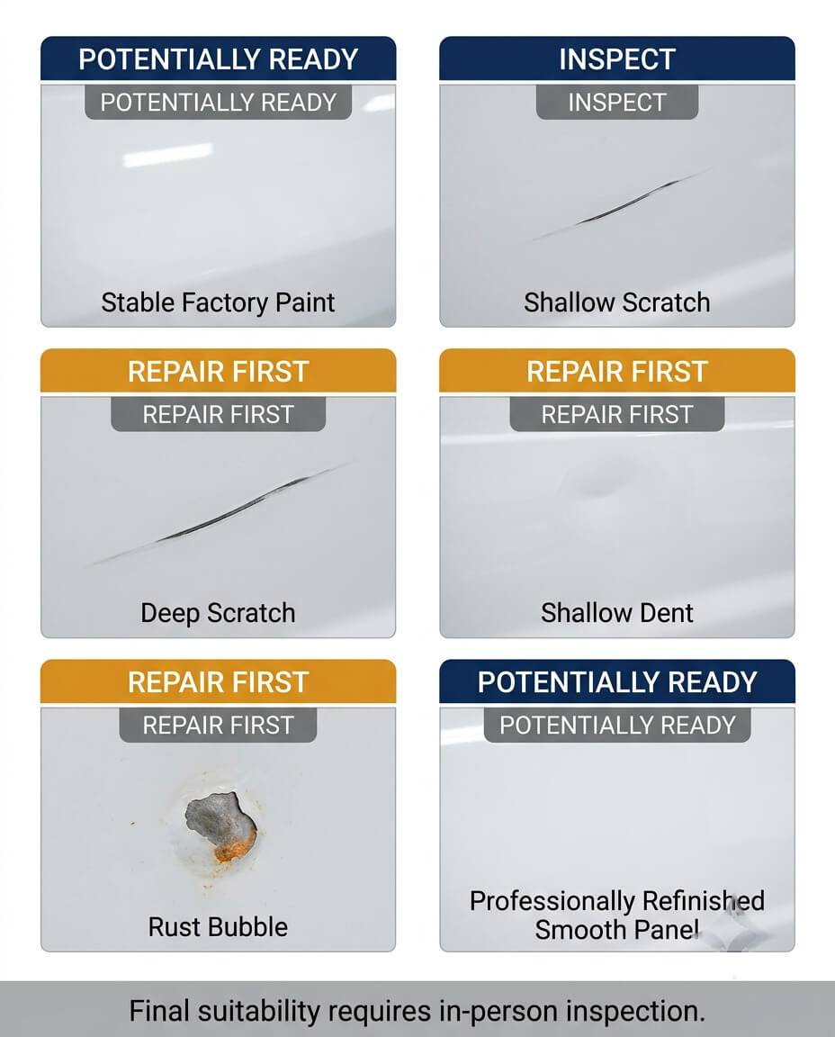 Vehicle wrap surface condition guide