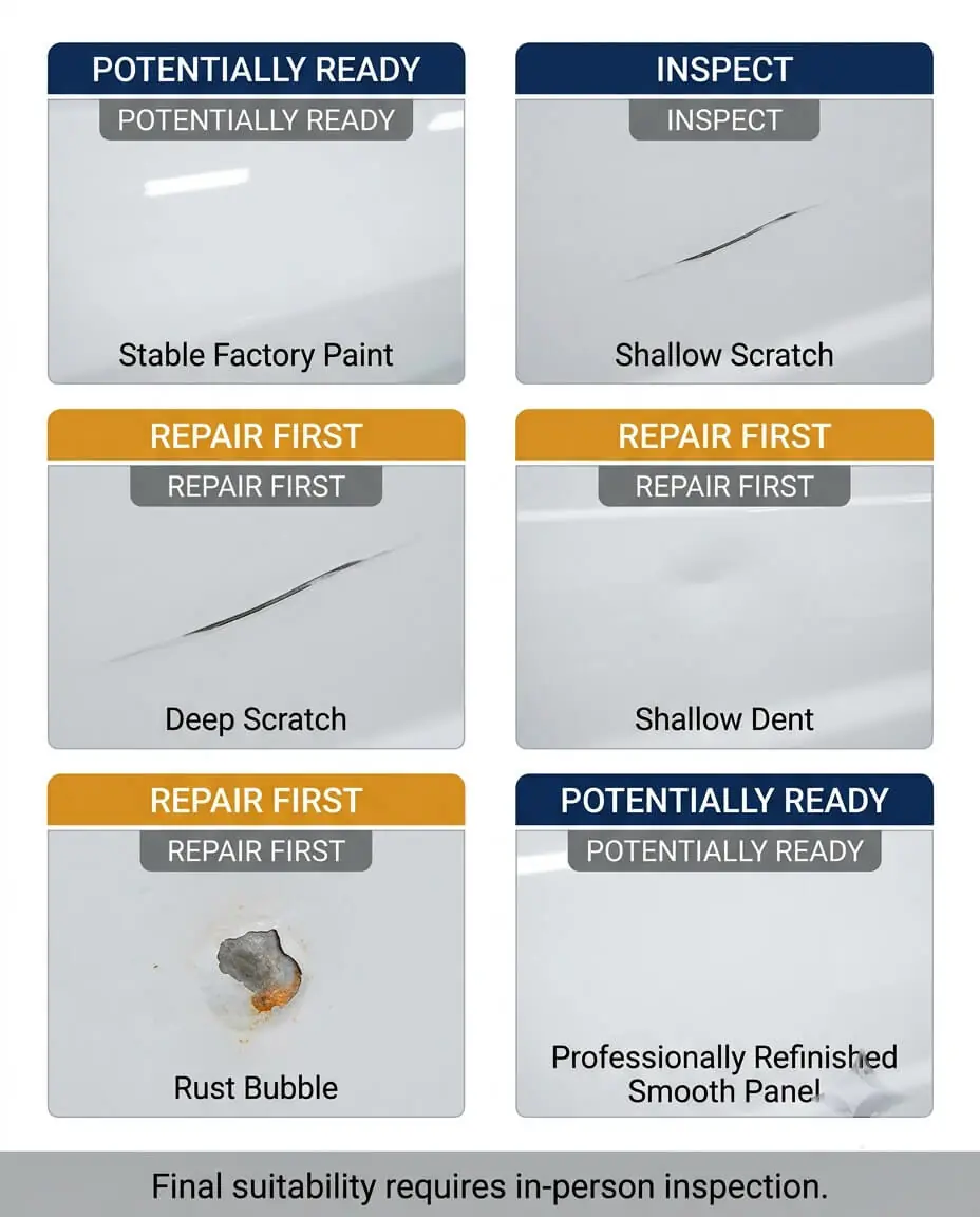 Vehicle wrap surface condition guide