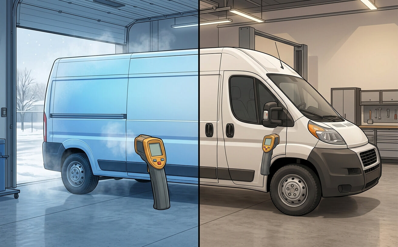 Vehicle wrap surface temperature inspection